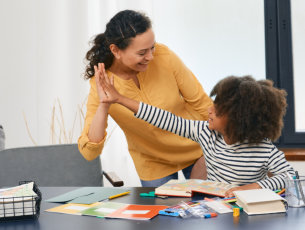 two person high five